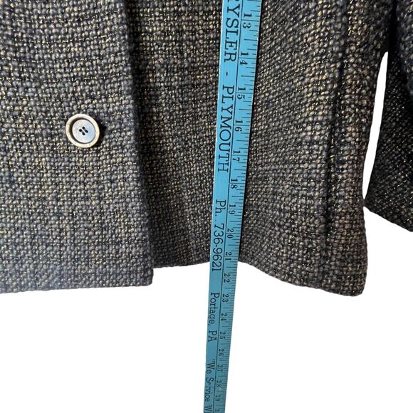 Talbots Petite Wool Blend Swing Blazer Brown Gold Metallic Womens Jacket Sz 10P - Picture 10 of 11